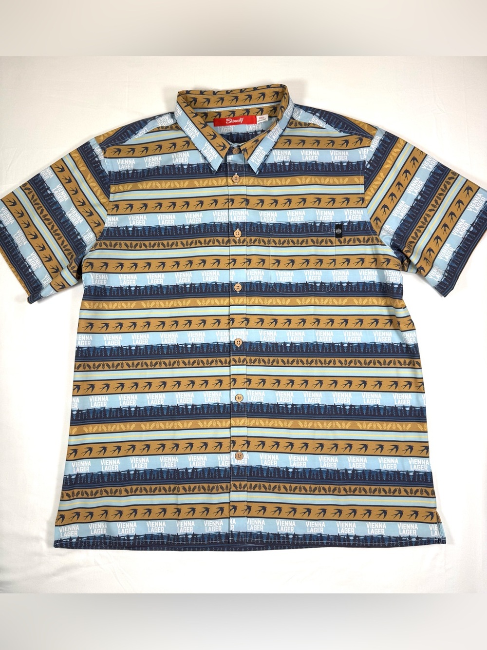 SHINESTY Mens Vienna Lager Beer Button Up Shirt XXL Novelty Brewery Summer Retro